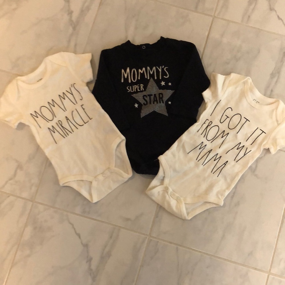 RAE Dunn 2 onesies and 1 koala baby onesie.EUC!